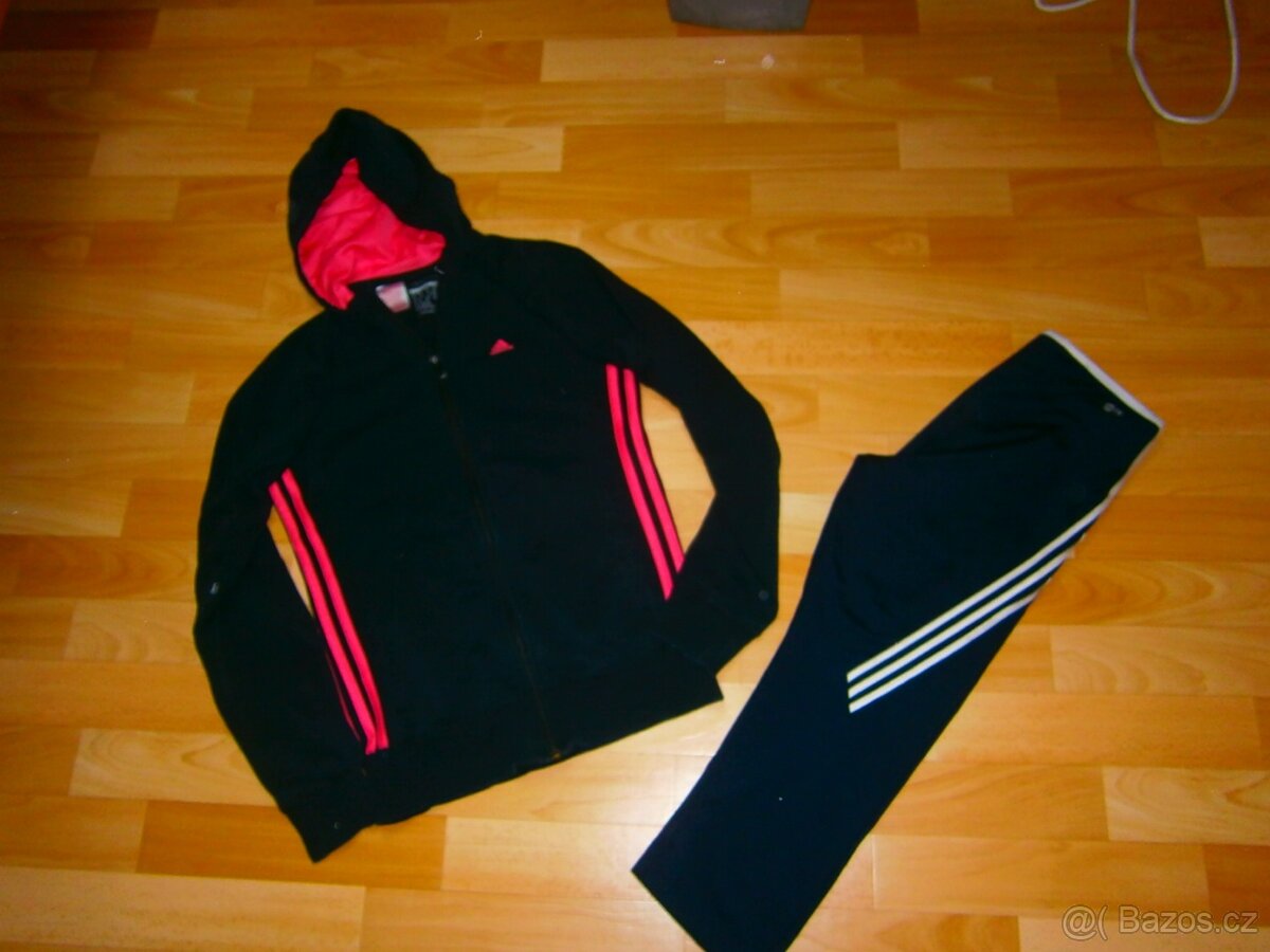 Černá mikina a 3/4 legíny Adidas vel.158/164