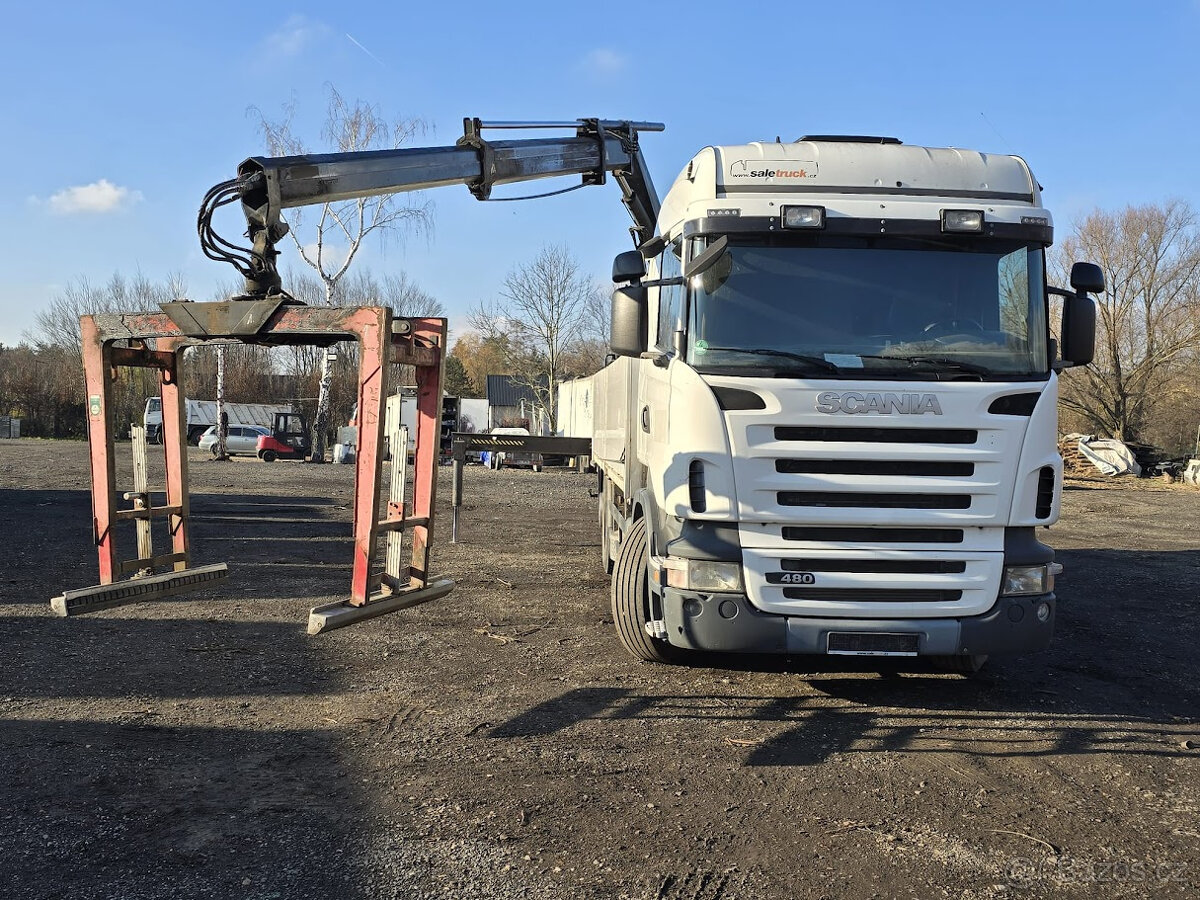 valník SCANIA R 480 6X2 s hydraulickou rukou HIAB, r.v.2007