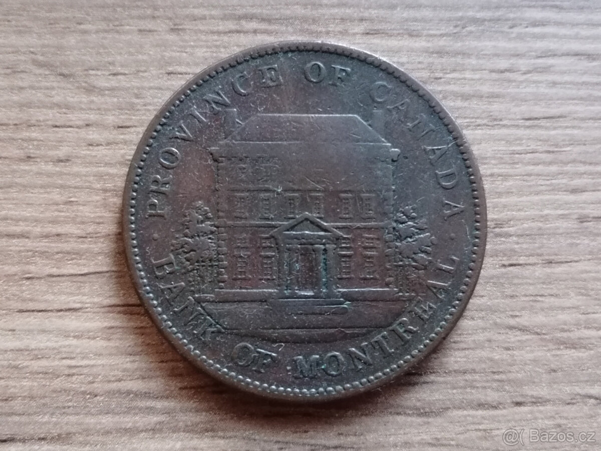 1 Penny 1842 Province of Canada Bank of Montreal Kanada