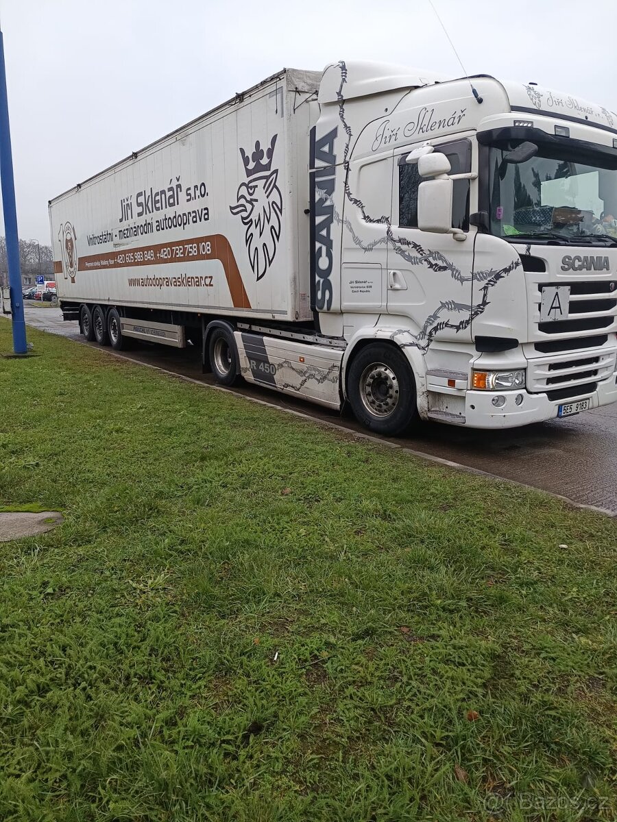 Scania R 450 high line+ návěs posuvná podlaha Peischl