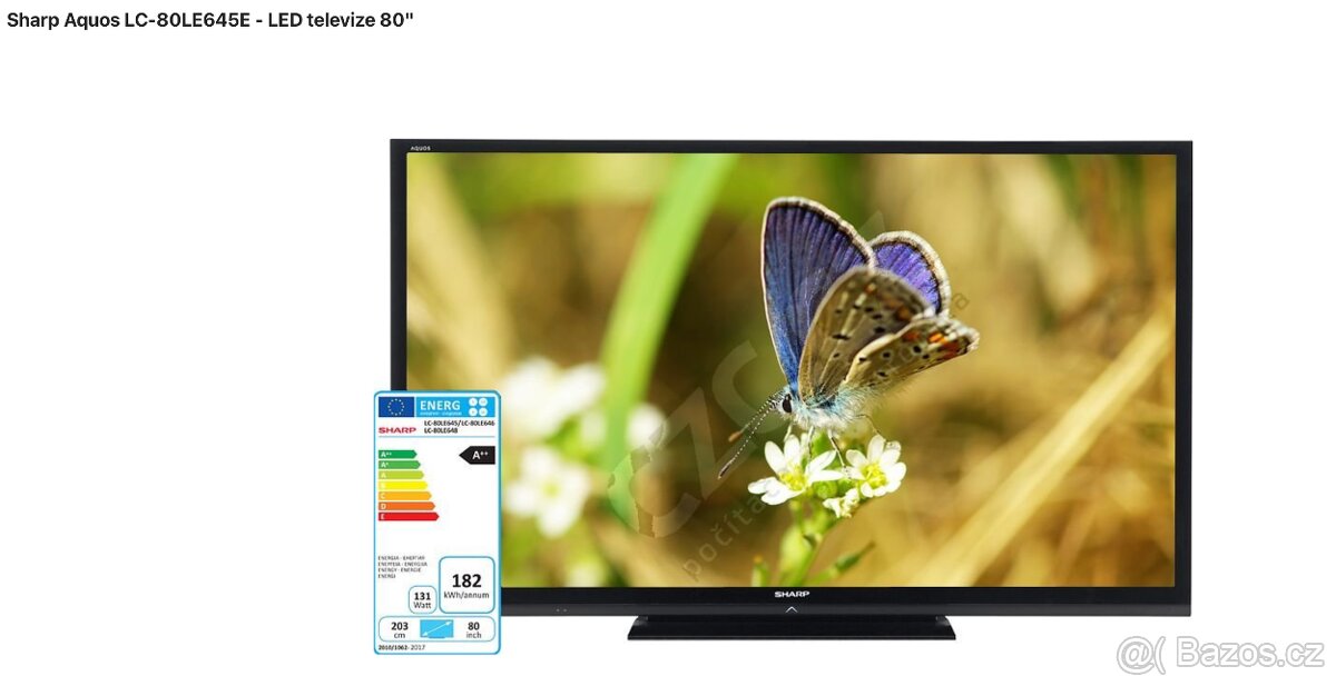 Prodám 80 palcovou LCD TV SHARP+ set top box DVBT2 zdarma
