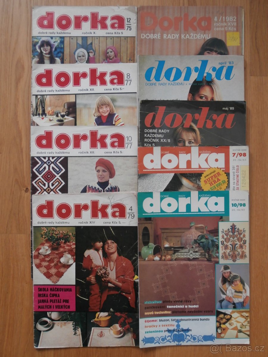 9 x slovenský módní časopis DORKA. 1975, 1977, 1979, 1982