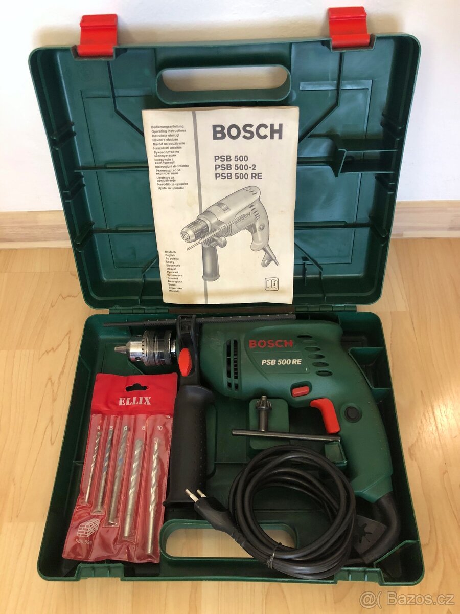 Příklepová vrtačka Bosch PSB 500 RE + sada vrtáků