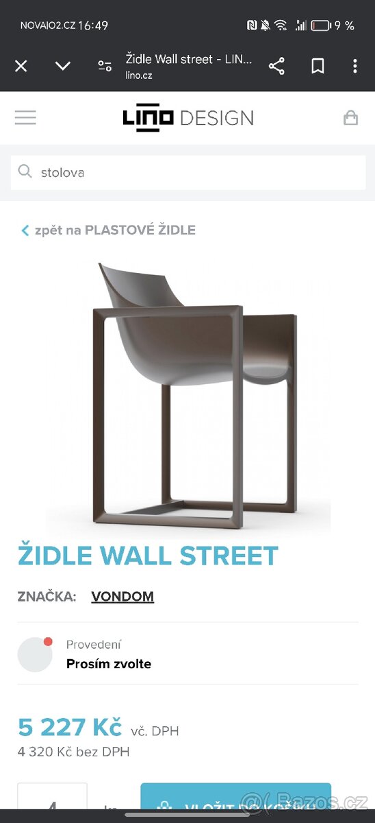 Jidelni designove zidle Vondom Wall Street