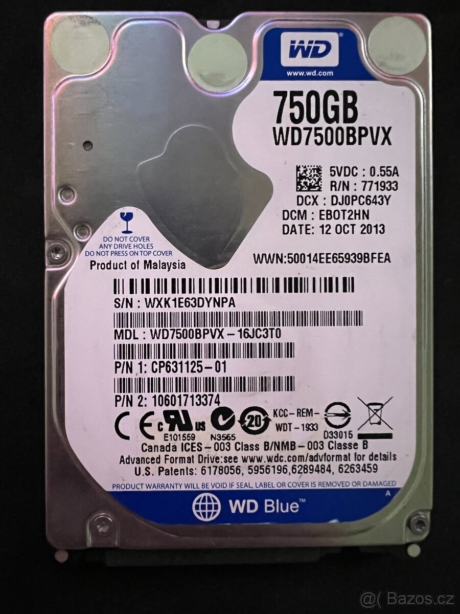 P> 2,5" HDD WD 750 GB a 320 GB