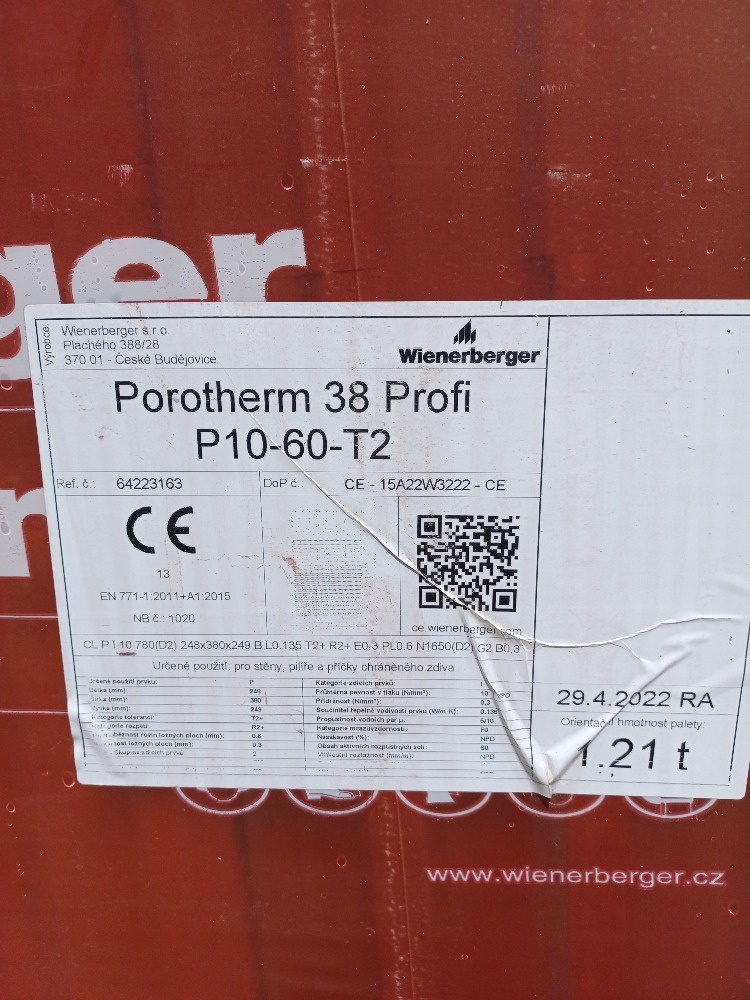 Prodám cihly POROTHERM 38