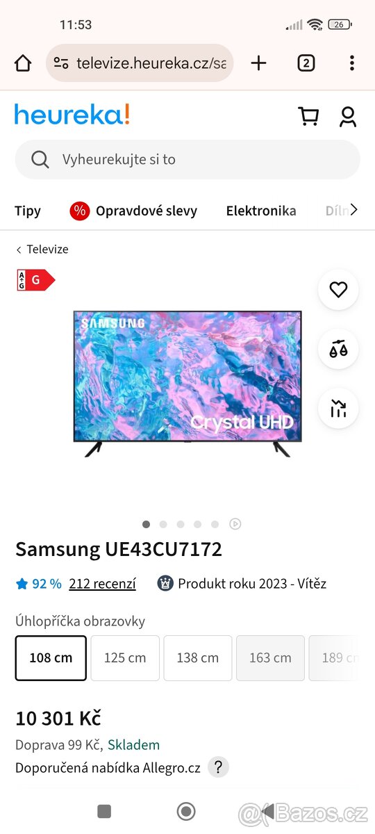 Tv Samsung ue43cu7172