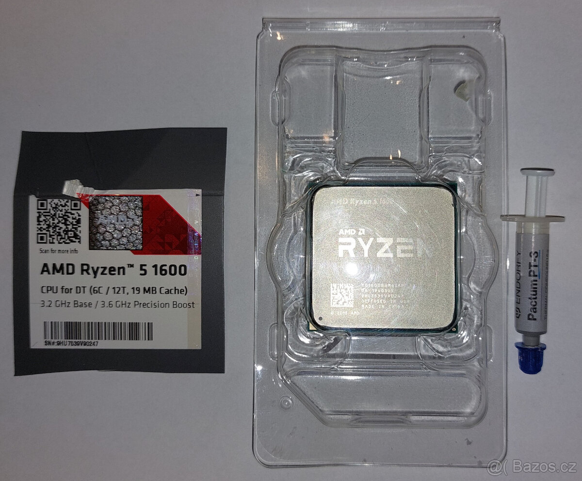 Ryzen 5 1600 AF, chladič, pastu