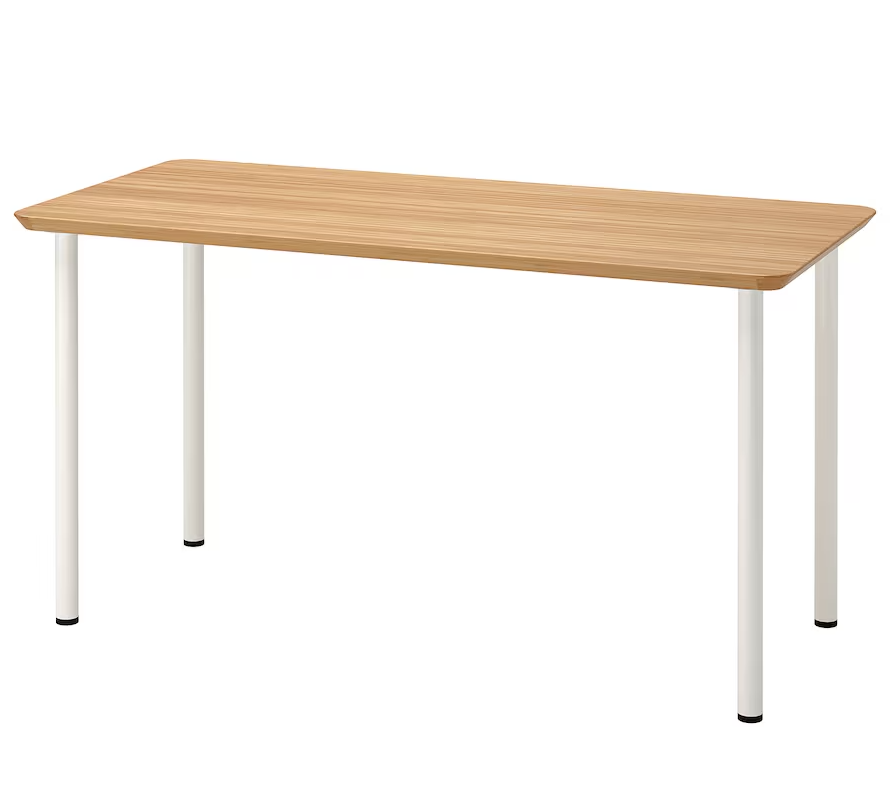 ANFALLARE / ADILS Psací stůl, bambus/ šedá, 140x65 cm