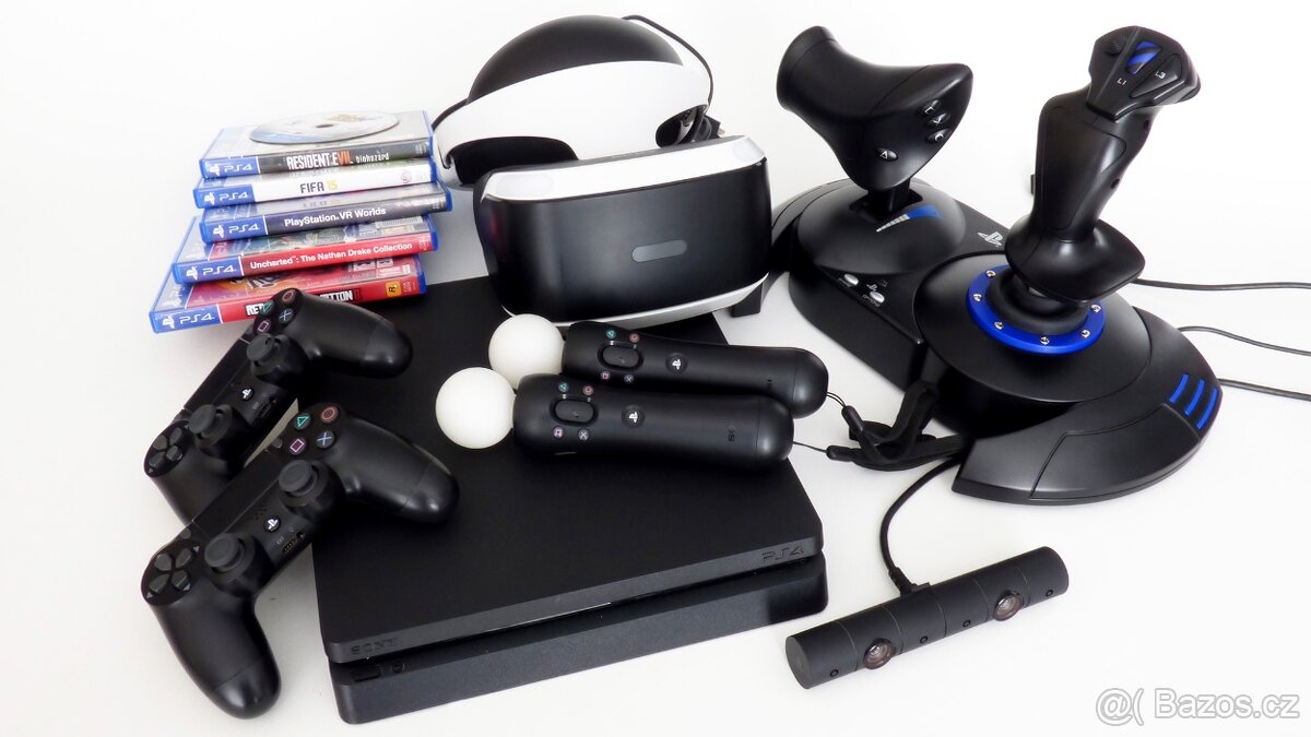 Prodám sestavu PS4 spolu s VR a Joystickem pro letecké simul