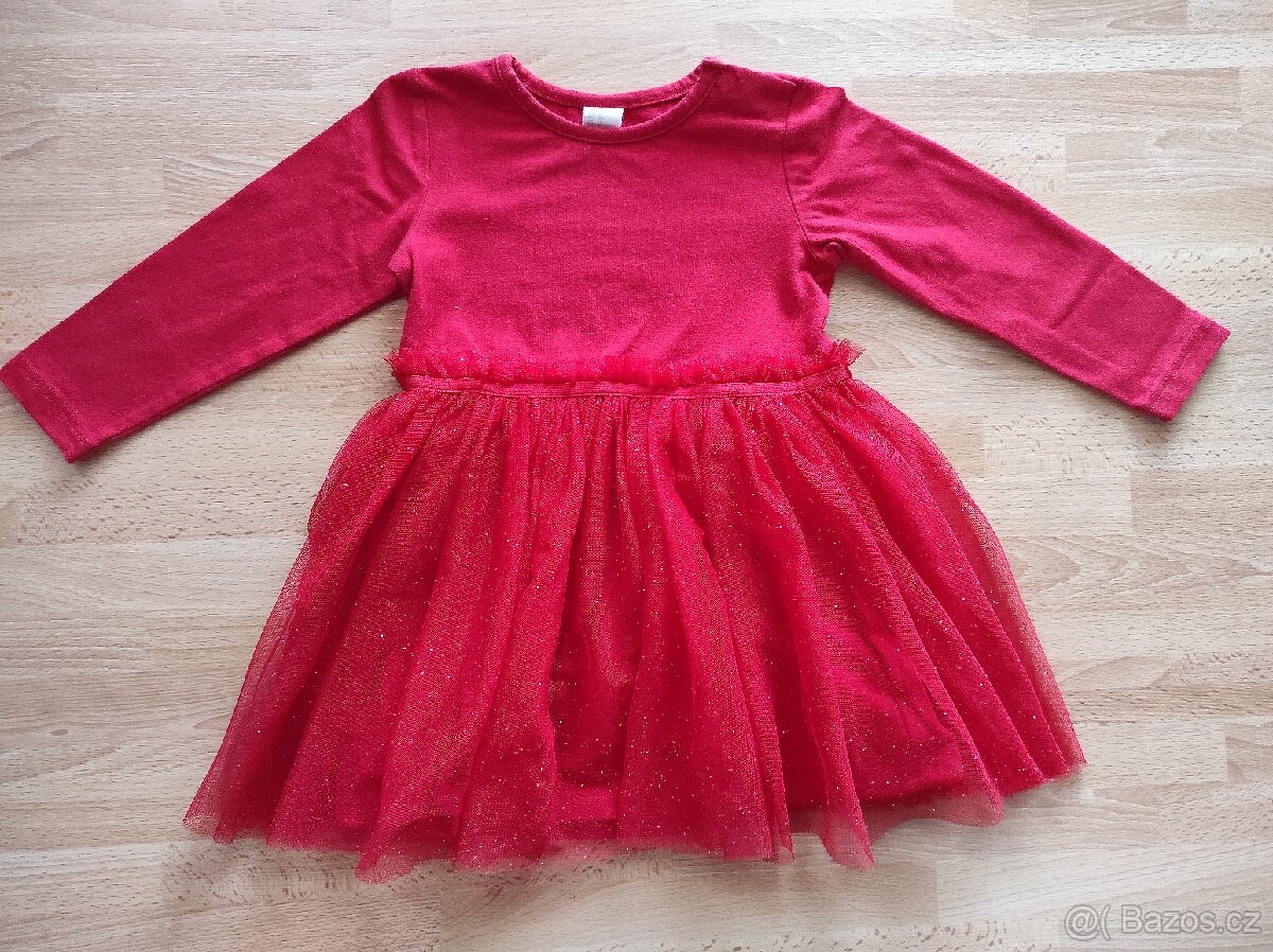 Dívčí červené šaty HM, velikost 86