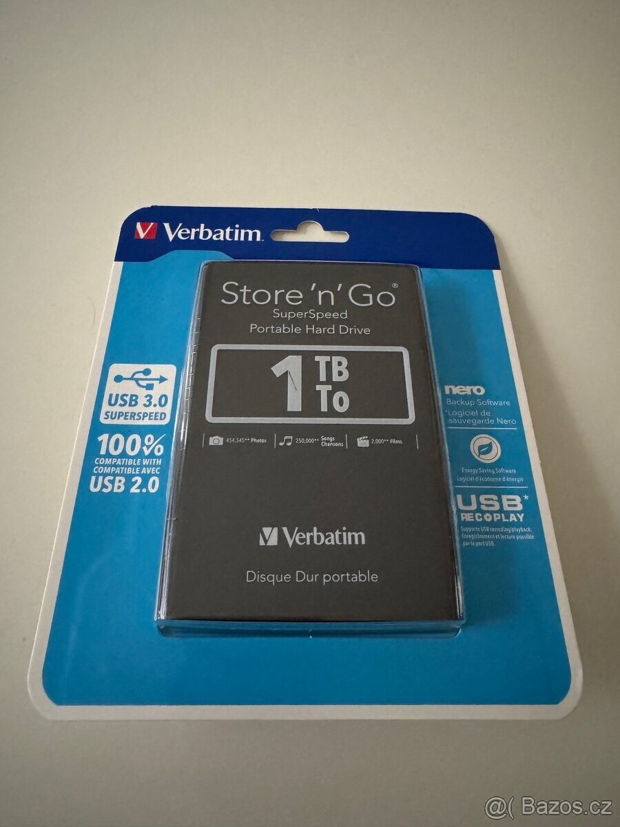 Externí pevný disk 2,5" Verbatim Store 'n' Go 1TB - nový