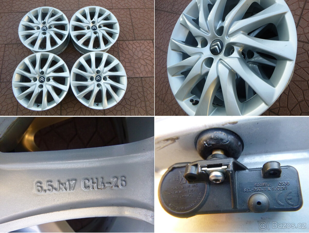 Alu kola disky - originál Citroen 4x108 6,5Jx17 ET26 / TPMS