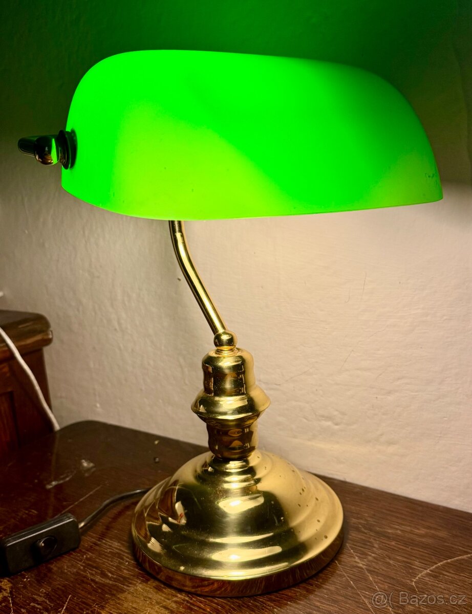 Lampa bankéřka zelené sklo