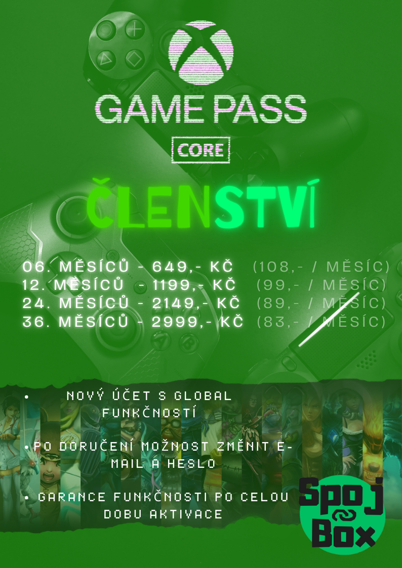 Xbox Game Pass Core 6.-36. měsíců / výhodné, s garancí