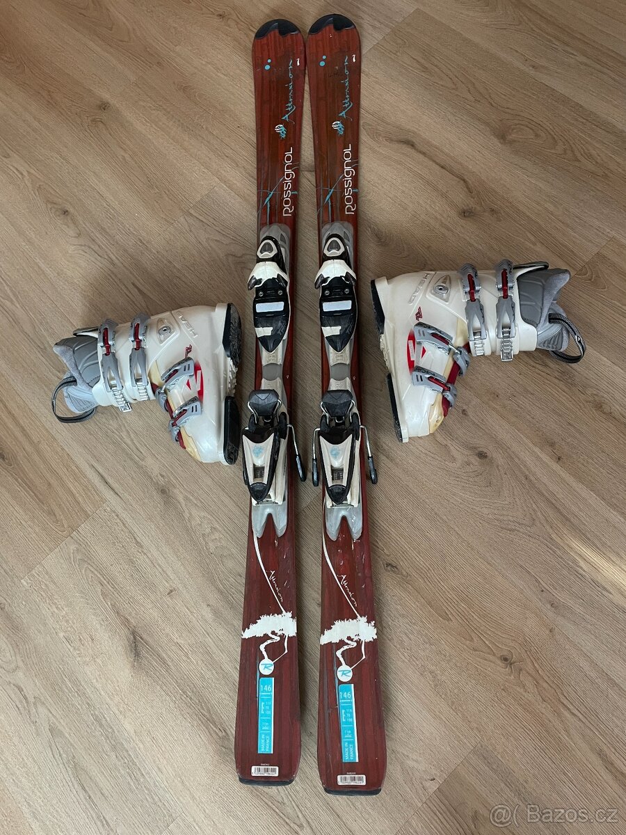 Lyže Rossignol 146 cm+ lyžáky Head vel. 39-40