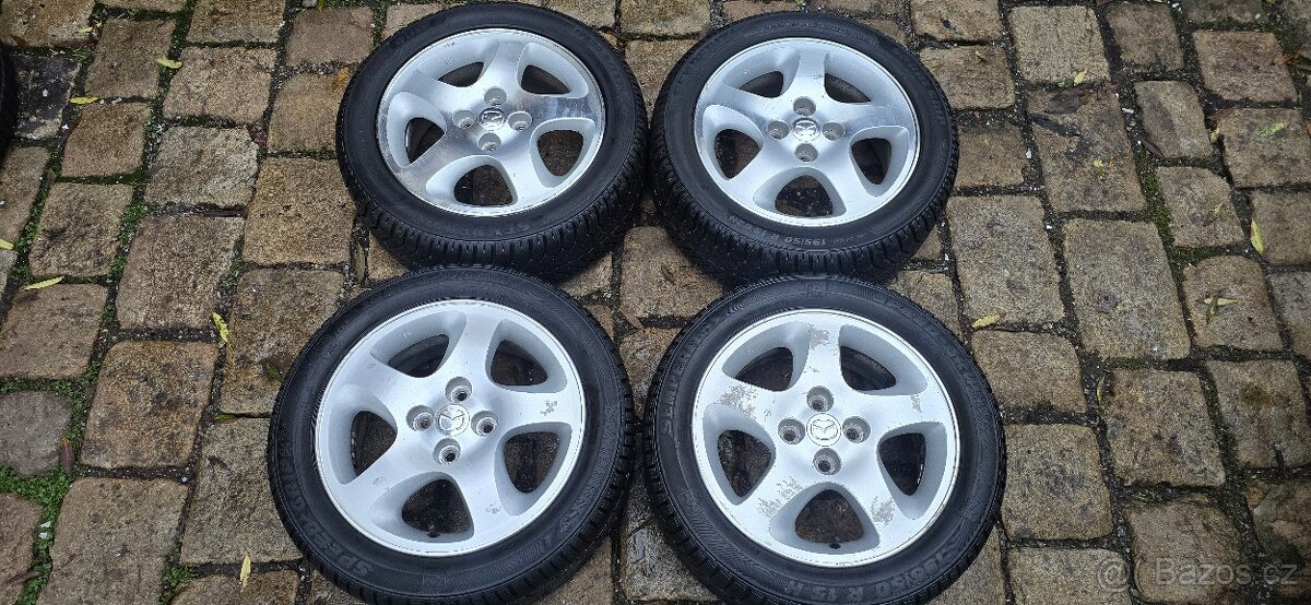 Disky Mazda 15", 4x100, zimní pneu 195/50/15 - 7mm - pošlu