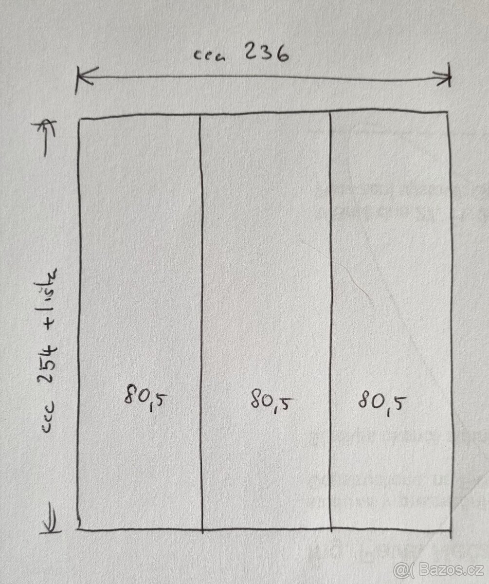 Posuvné dveře k vestavěné skříni, š. 236 cm, 3 díly