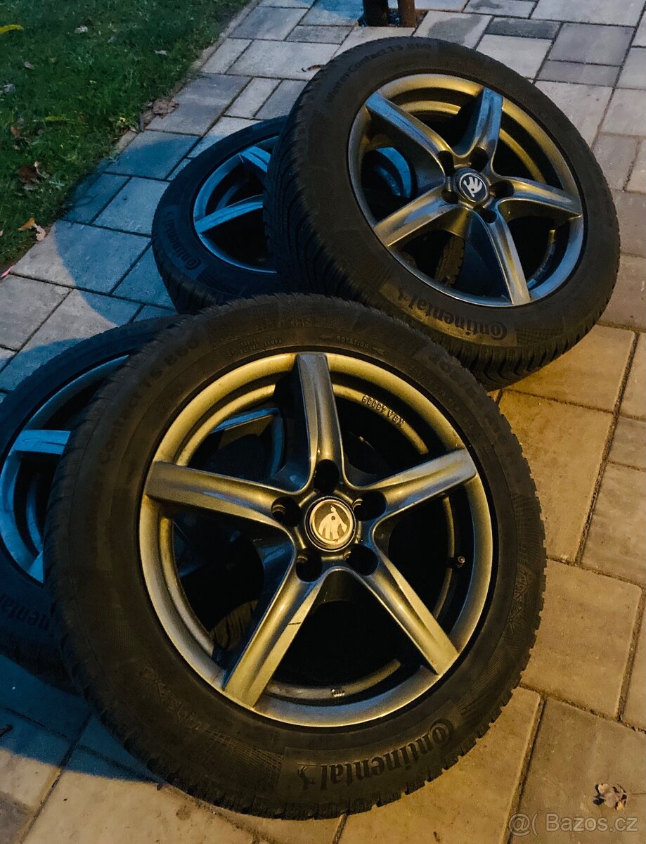 Atraktivní zimní alu sada Škoda 205/55 R16, velmi pěkná