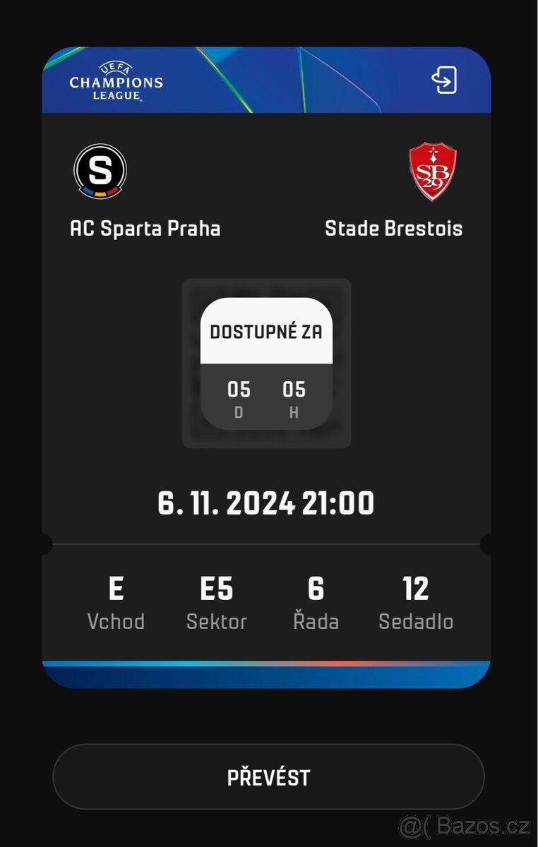 Sparta Praha vs Brest lístek