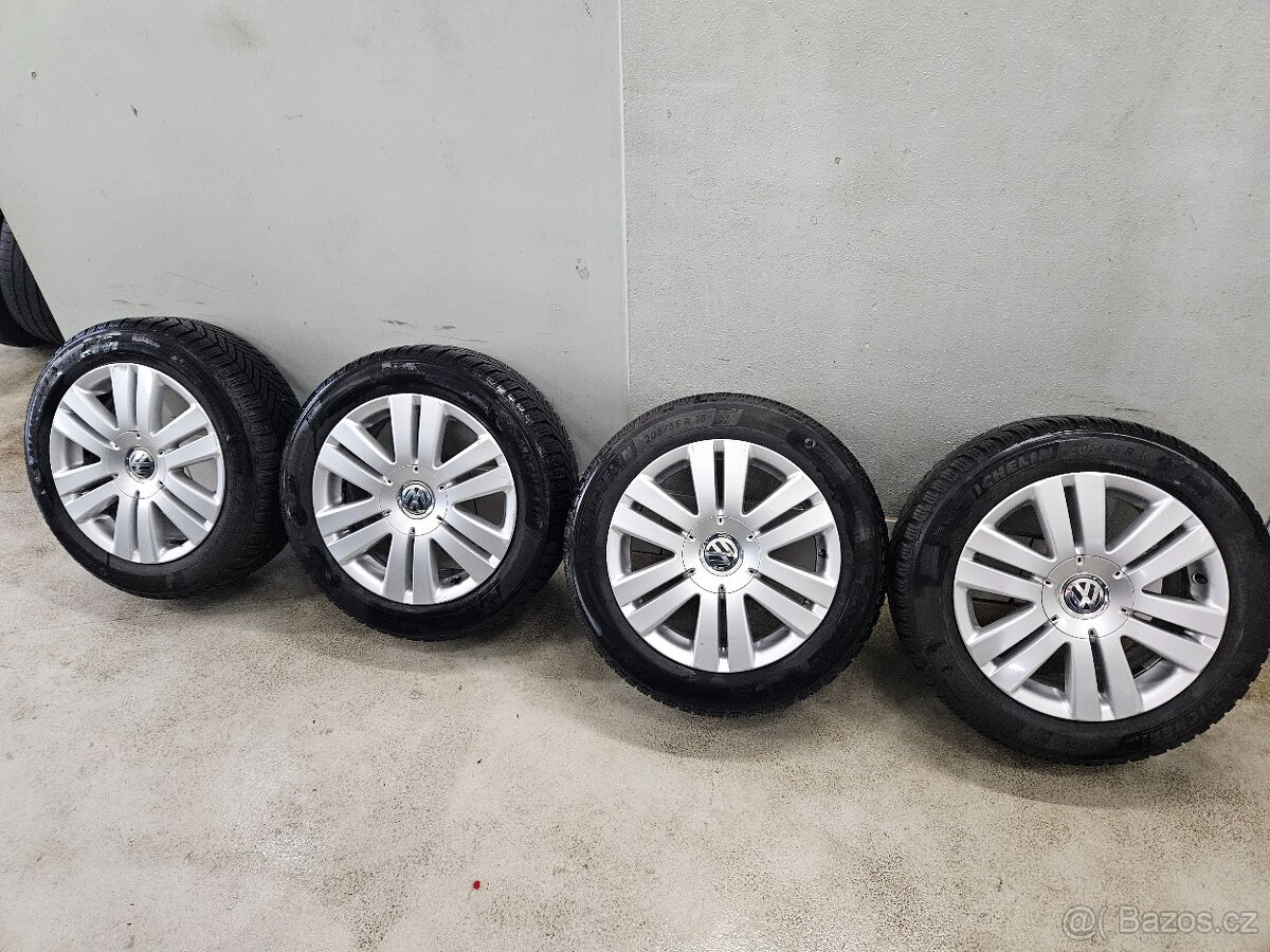 Alu disky VW 7x16 5x112 + zimní pneu 205/55/16 Michelin