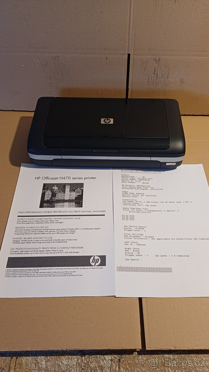 HP Officejet H470 - malá přenosná , najeto pouze 900stran