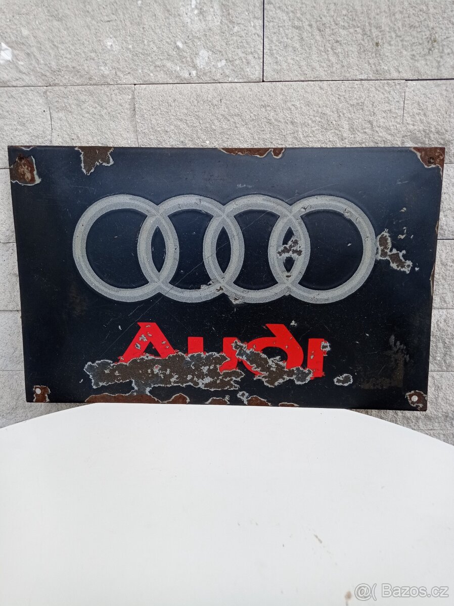 Audi stará  smaltovaná plechovå  cedule  40x25 cm