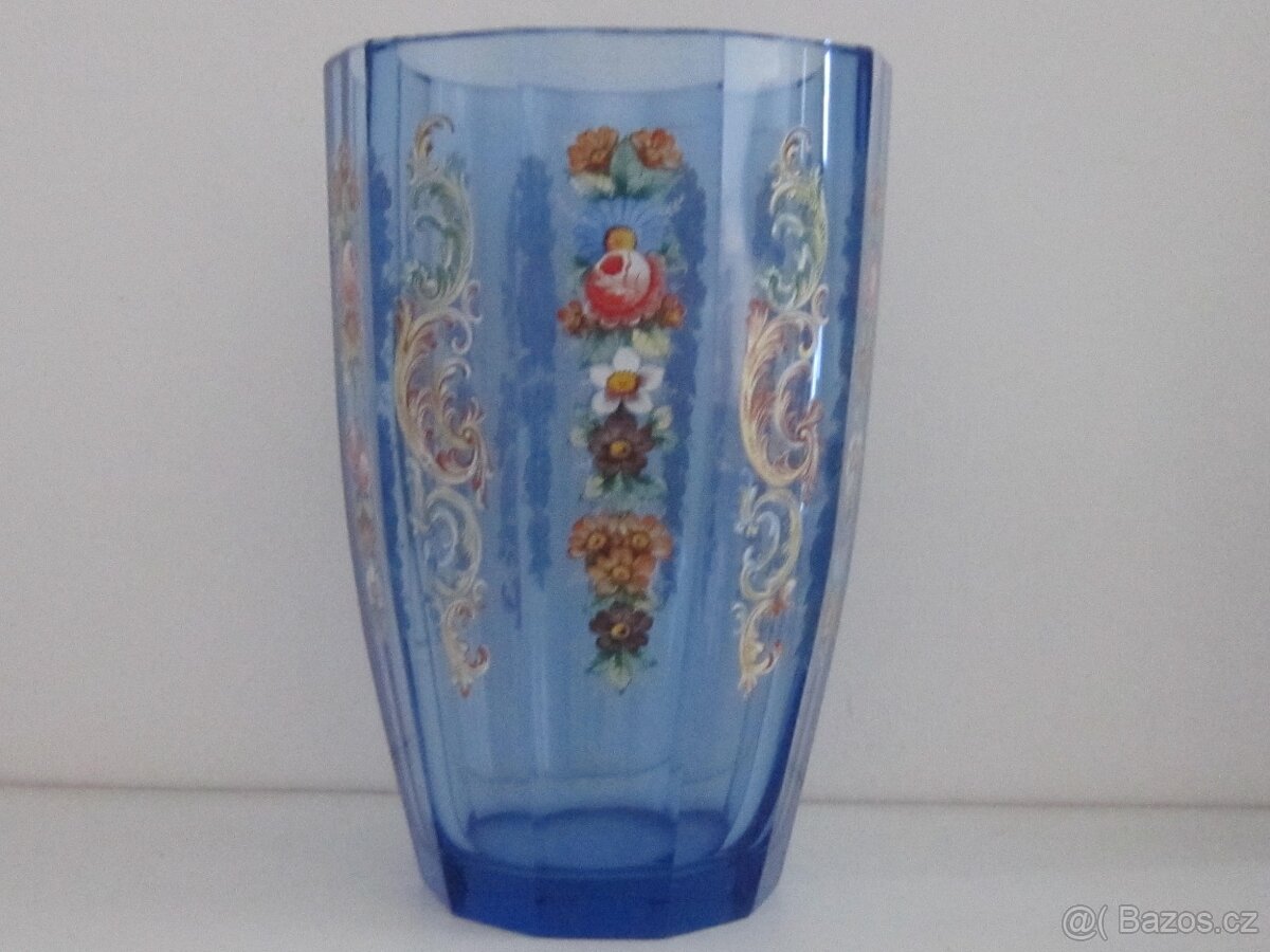 Starožitná ručně malovaná váza , 21 cm