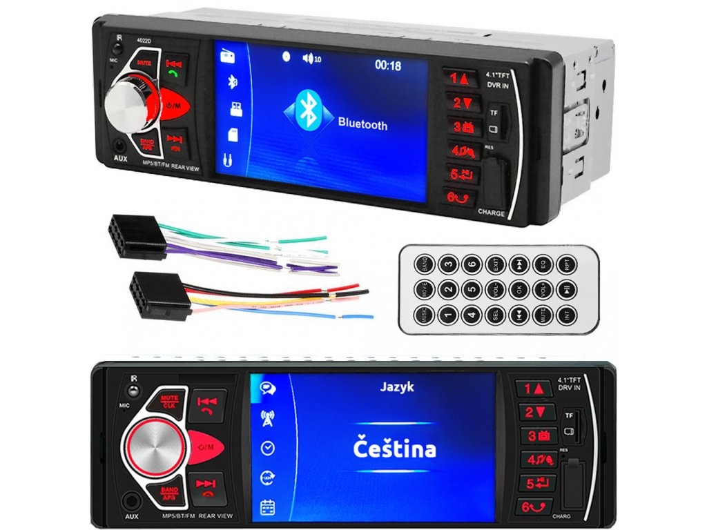 Autorádio1 DIN se 4,1" displejem s USB MP5 SD