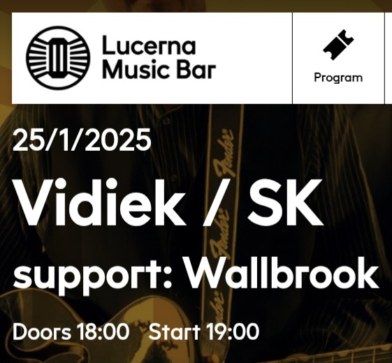 VIDIEK + WALLBROOK 25.1.2025 Praha Lucerna Music bar.