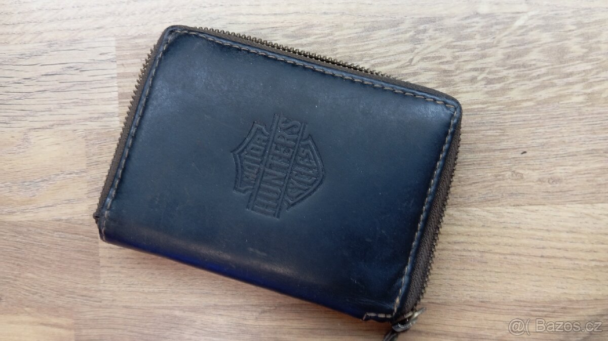 Pánská kožená černo hnědá peněženka na zip