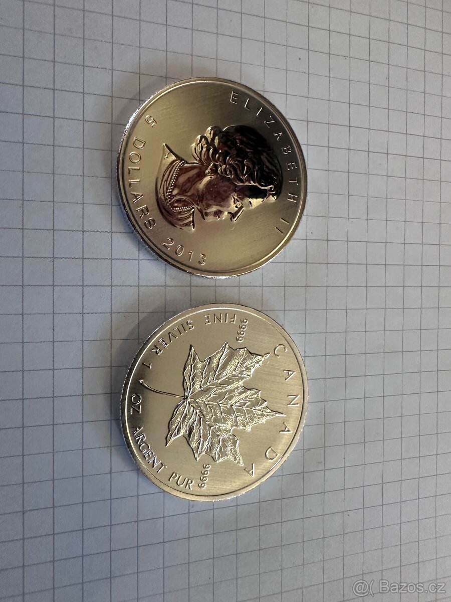 Prodám 1oz Ag mince Maple 2013 50ks