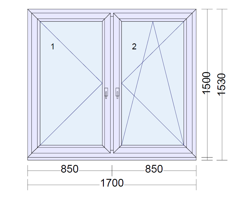 Prodám plastové okno 1700 x 1500