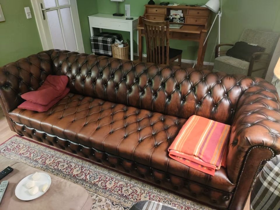 Sedačka Chesterfield - originál, pravá kůže 270 cm