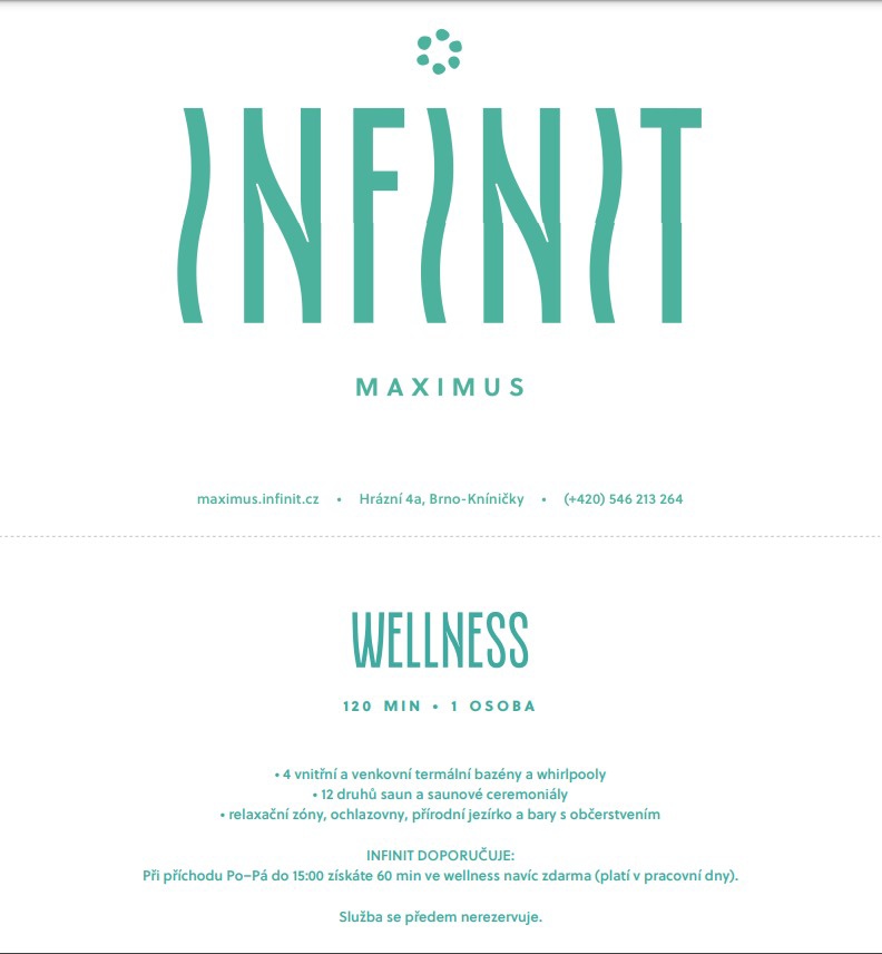 INFINIT MAXIMUS WELLNESS BRNO- dárkový poukaz