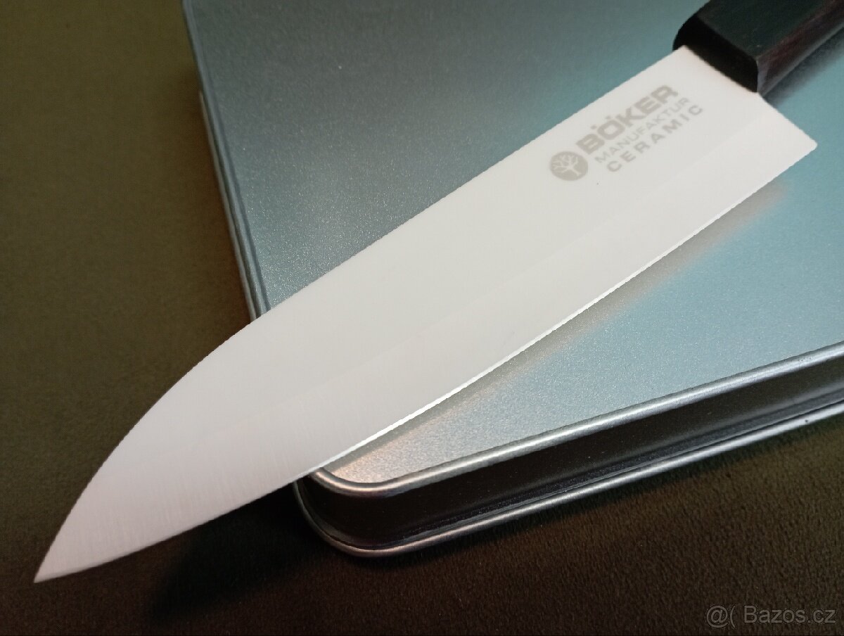 Keramický nůž Böker, čepel 15,5 cm, střenka luxusní dřevo, .