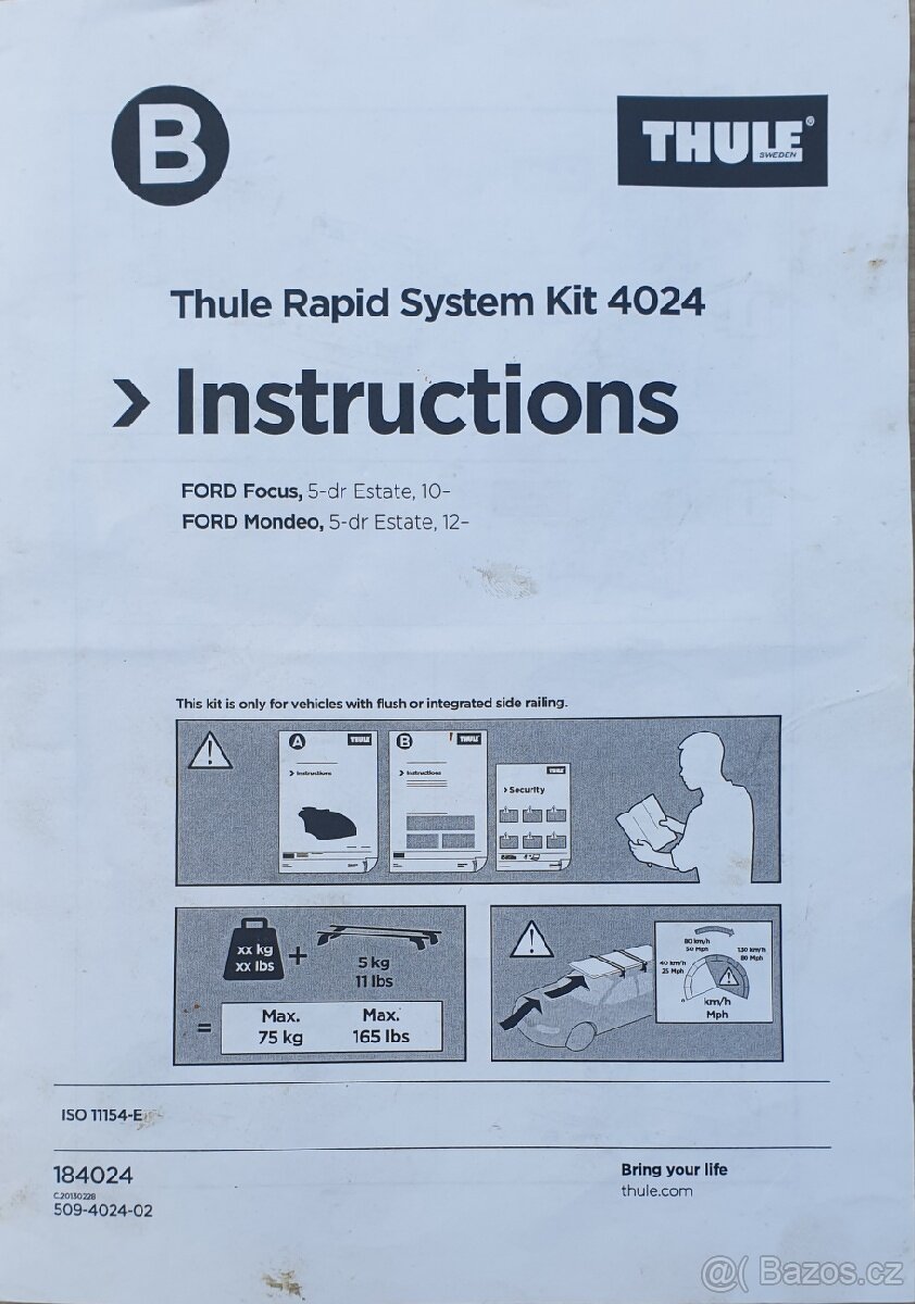 Kit Thule 4024 - Mondeo 12-14, Focus combi 10-18