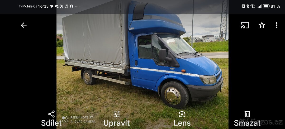 Ford Transit 2,4Tddi valník, plachta, tachograf