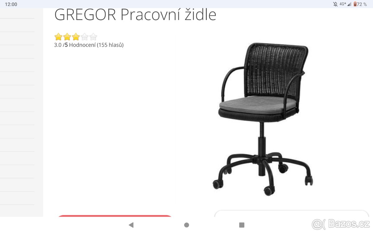 Pracovní židle IKEA GREGOR černá, nevybalená