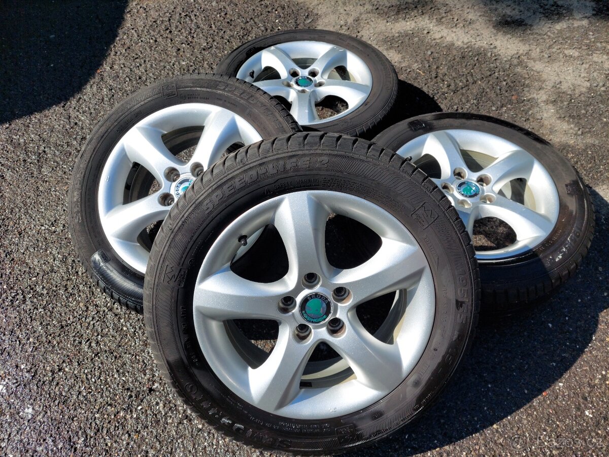 Alu kola 15" Skoda Antares 5x100 letni pneu 195/55R15