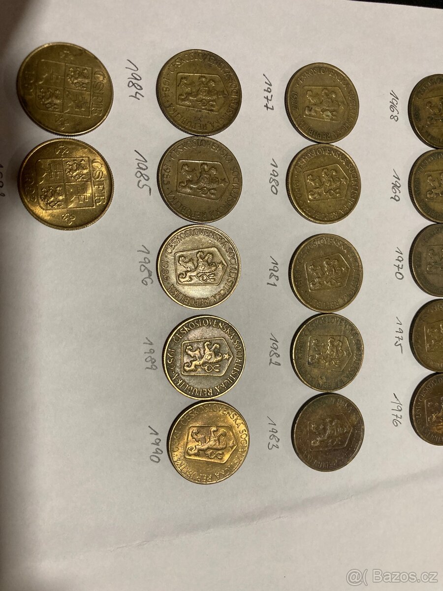 22x 1 koruna 1962-1992