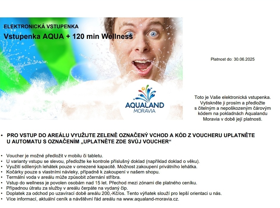 Celodenní vstupenka Aqualand Moravia + wellness