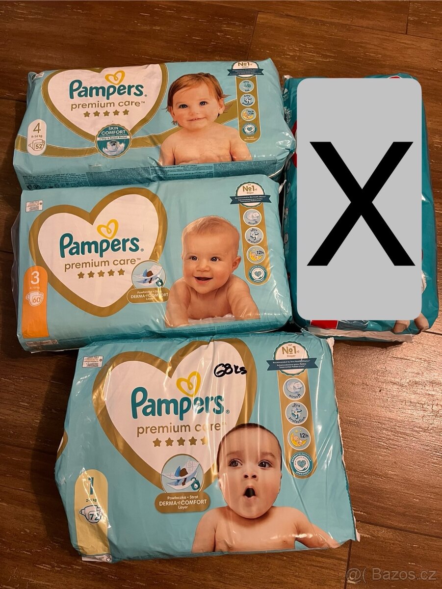 Plenky Pampers Premium Care vel. 1,3,4