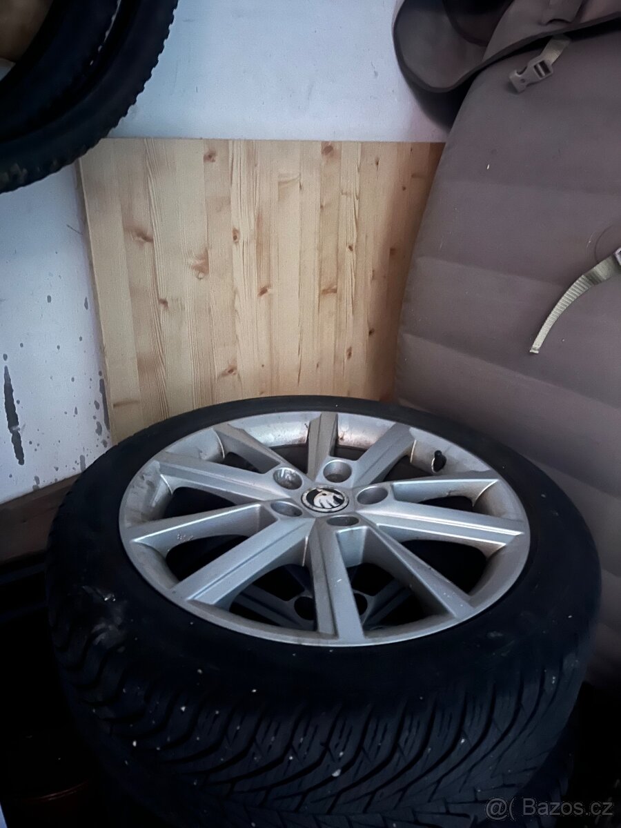 alu sada zimní 5x112 Škoda 17’ pneu fulda 225/17/45