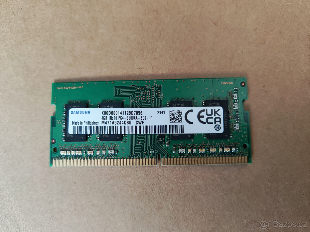 RAM SODIMM paměť Samsung 4GB DDR4 3200MHz