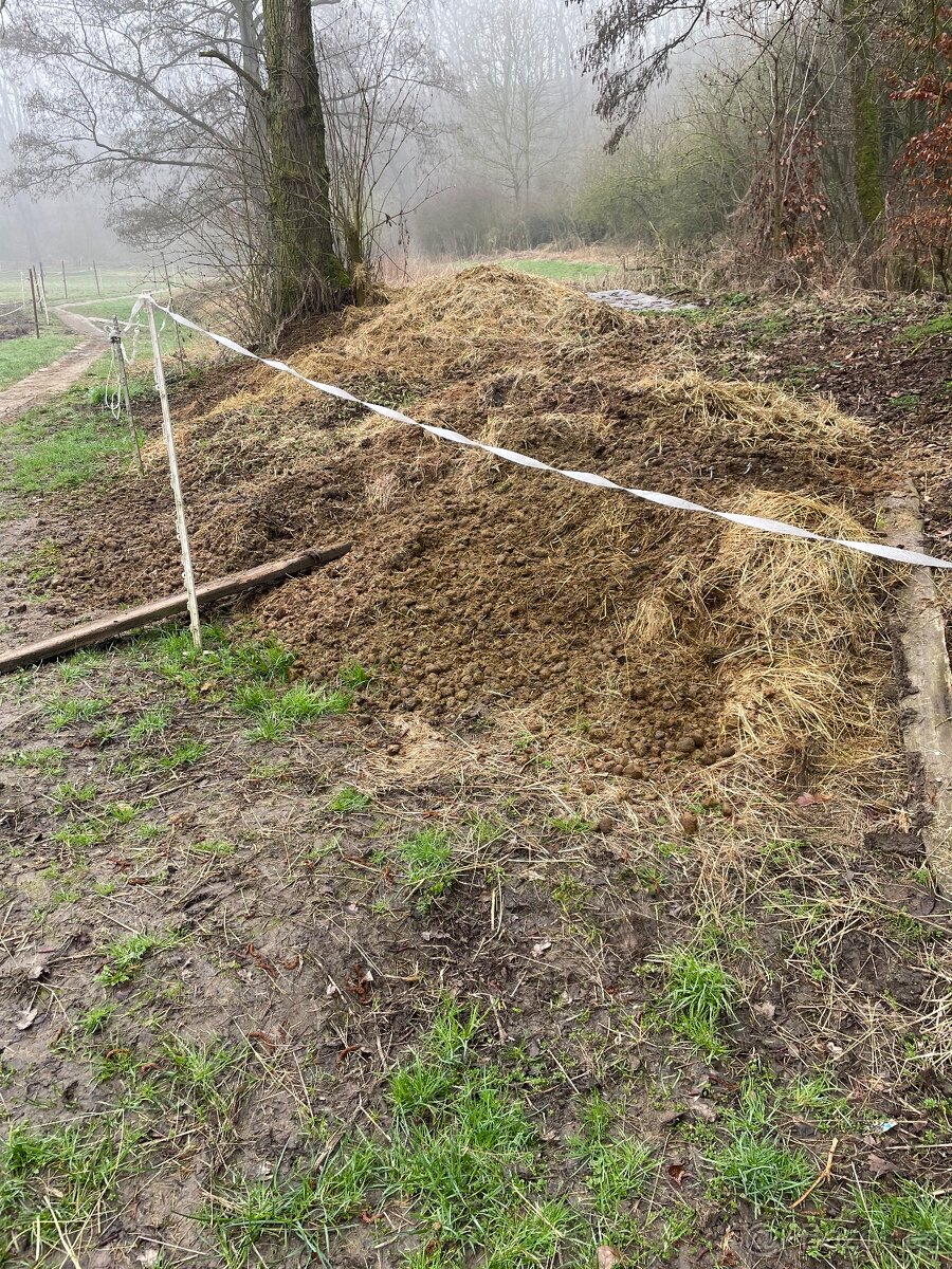 Levne konsky hnůj, větší množství.  -300 za bezny vozik za a