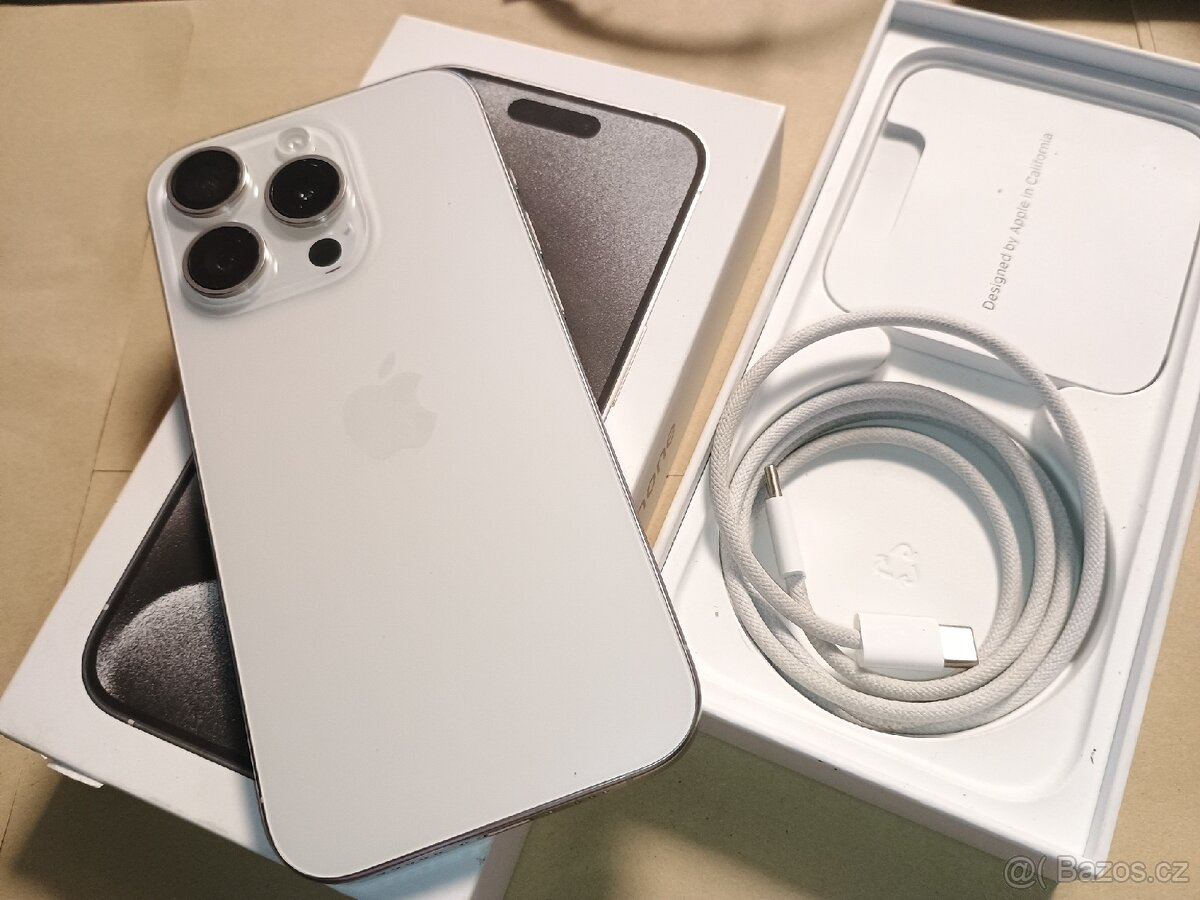 iPhone 15 pro 256gb White titan (zánovní)