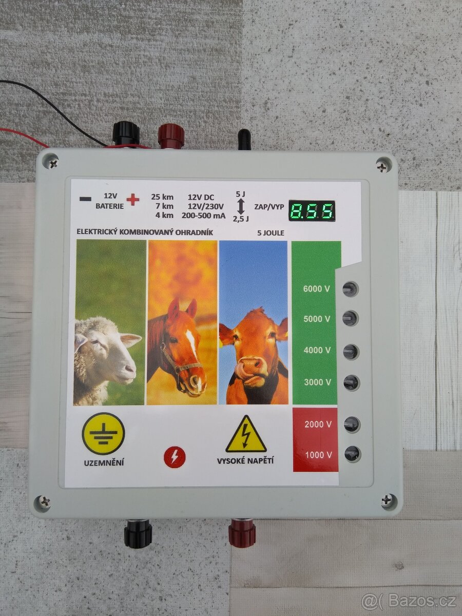 Elektrický ohradník, KOMBI, SOLÁR 12V/230V 5J -