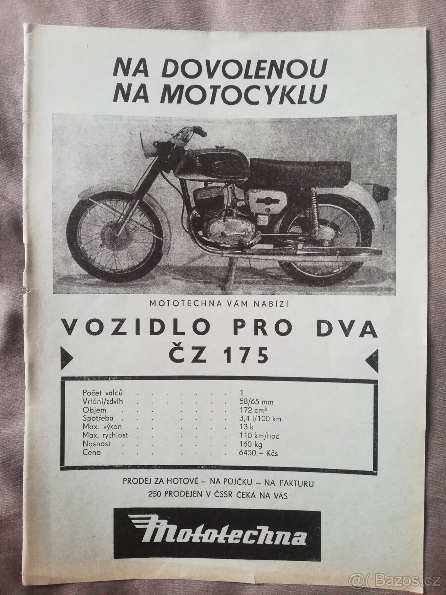 ČZ 175/477/1 POSILUBE, ORIGINÁL PROSPEKT MOTOTECHNA,