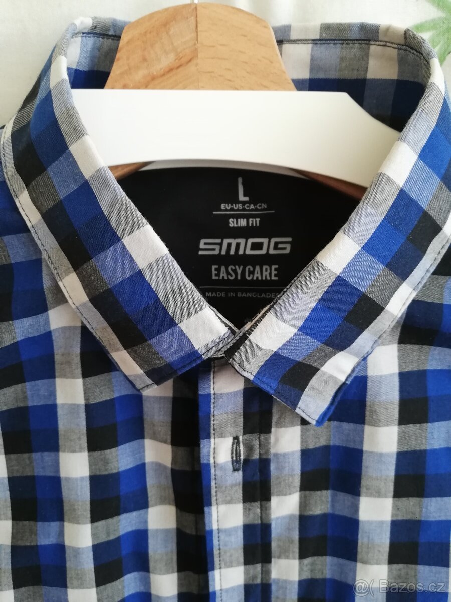 Pánská kostičkovaná modrobílá košile zn. Smog - slim fit - L